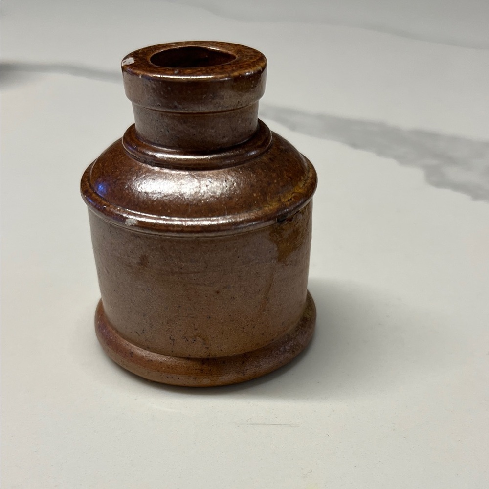 Rustic Brown Ceramic Inkwell